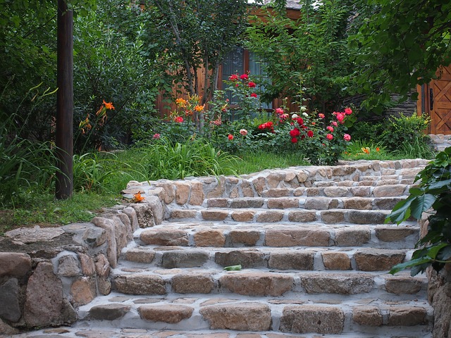 schody v zahradě